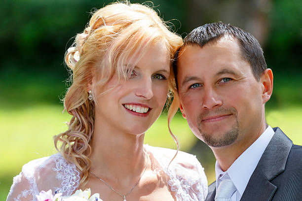 istock beautiful young wedding couple 501025481