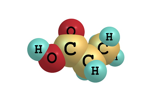 Propionic (propanoic) acid is a naturally occurring carboxylic acid with chemical formula CH3CH2COOH. It is a clear liquid with a pungent odor
