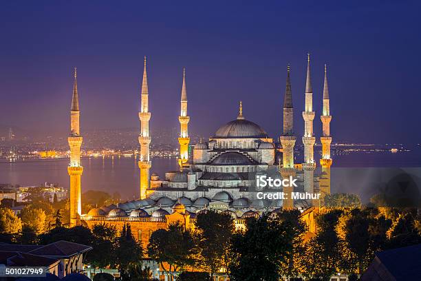 Blue Mosque Fog Istanbul Stock Photo - Download Image Now - Arabic Style, Architectural Dome, Architecture