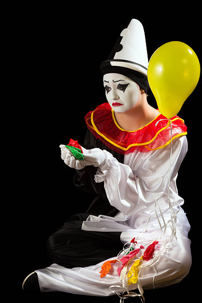 explodiu balões - clown mime sadness depression - fotografias e filmes do acervo