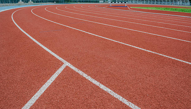 istock Athletics Track Lane white line 501028985