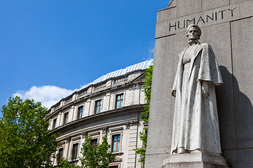 The Memorial dedicated to Edith Cavell, a British Nurse during the Great War, located in central London.