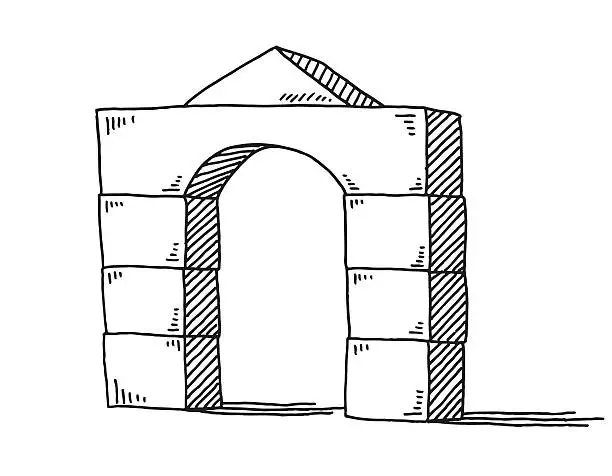 Vector illustration of Gate Building Blocks Drawing