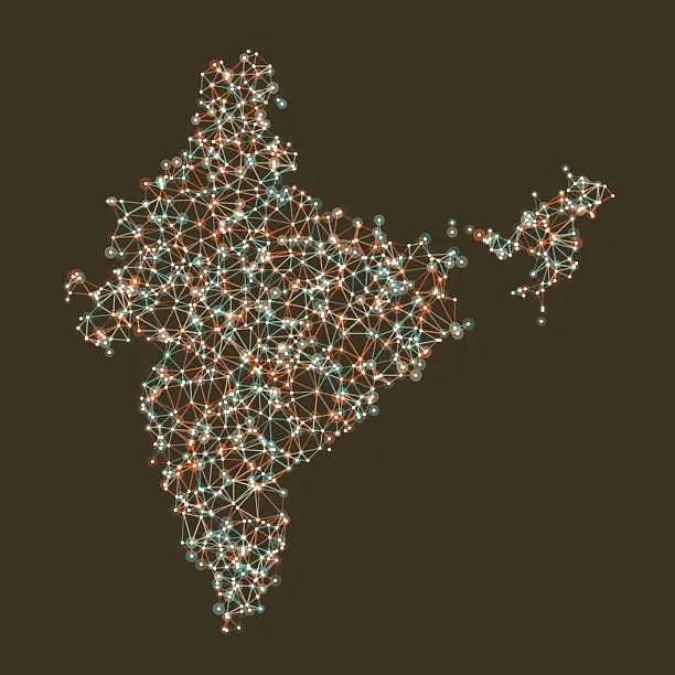 Vector illustration of India Map Network Mesh