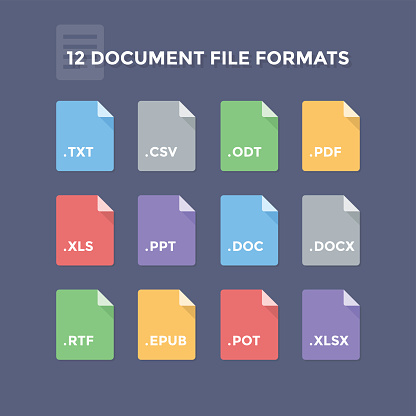 Document file formats. Office program file type icons