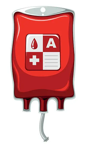Vector illustration of Blood type A  medical bag