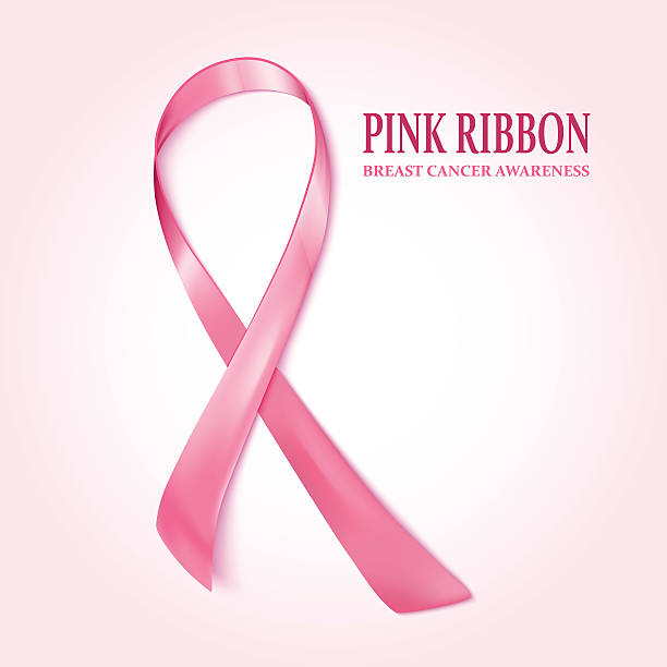 realistyczne pink ribbon - white background isolated ribbon awareness ribbon stock illustrations