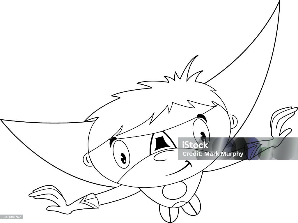 Cute Cartoon Superhero Outline The file is fully editable and can be tailored to suit your specific requirements.  Black And White stock vector