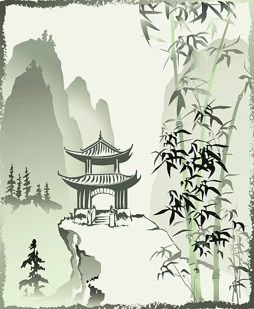 Vector illustration of Chinese painting.