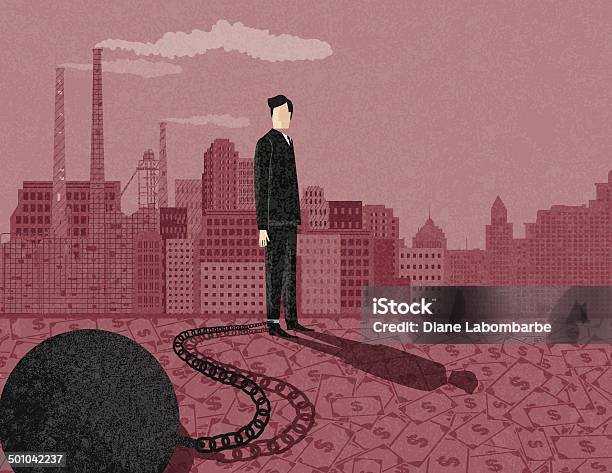 Retro Businessman With Ball And Chain Stock Illustration - Download Image Now - Chain - Object, American One Dollar Bill, Ball and Chain