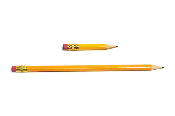 Long and Short Pencils Long and Short Pencils on White Background short length stock pictures, royalty-free photos & images