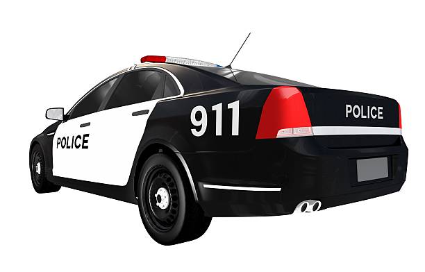 istock Police Car Rear View Isolated 501043047