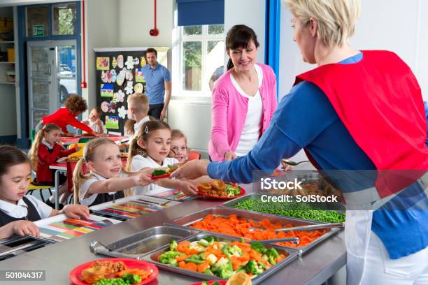School Caferteria Line Stock Photo - Download Image Now - Education, School Building, School Lunch