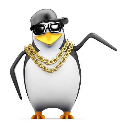 3d render of a penguin pointing to the side