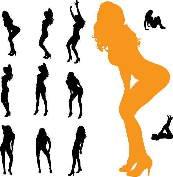 Vector silhouette of woman. vector art illustration