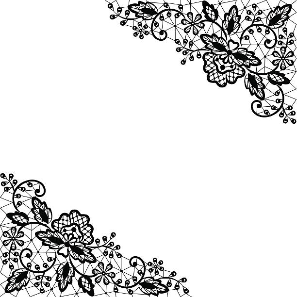 lace border Invitation, wedding or greeting card with lace border black lace stock illustrations