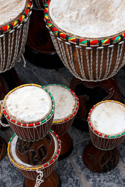 istock African hand drums in a market. 501047929