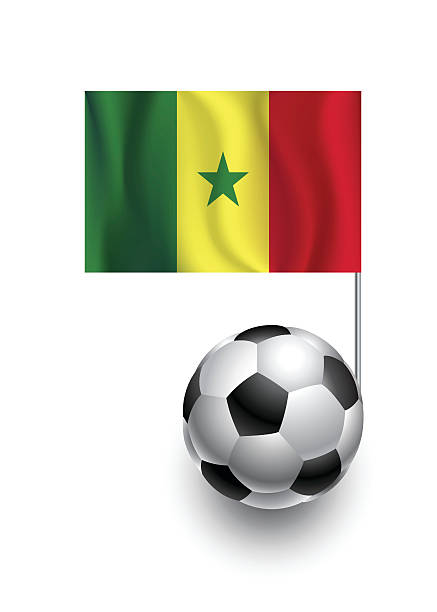 soccer balls or footballs with  pennant flag of senegal - england senegal stock illustrations