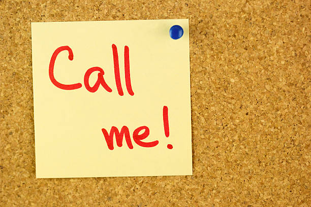 istock Yellow call me sticker on the cork 501058493