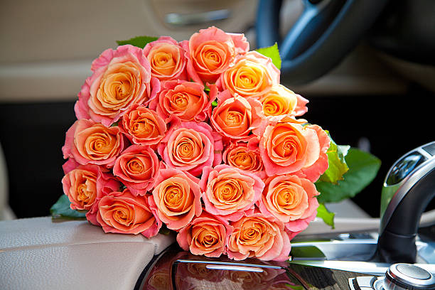 istock bouquet in a car seat 501058721