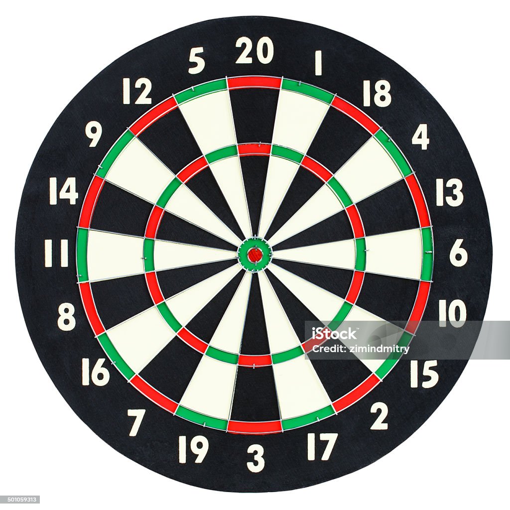 Darts board Darts board isolated on white background. Classic dartboard with twenty black and white sectors Accuracy Stock Photo