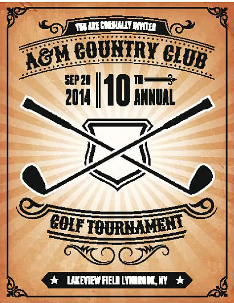 Vector illustration of Golf Tournament Invitation on royalty free vector Background Poster