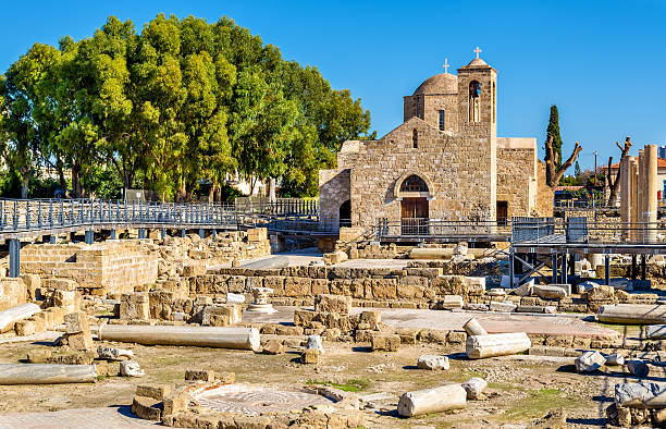 Panagia Chrysopolitissa Basilica in Paphos - Cyprus Panagia Chrysopolitissa Basilica in Paphos - Cyprus ayia kyriaki chrysopolitissa stock pictures, royalty-free photos & images