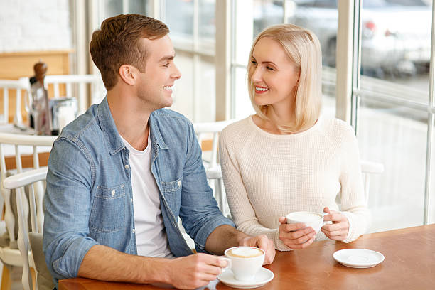istock Loving couple sitting in the cafe 501060676