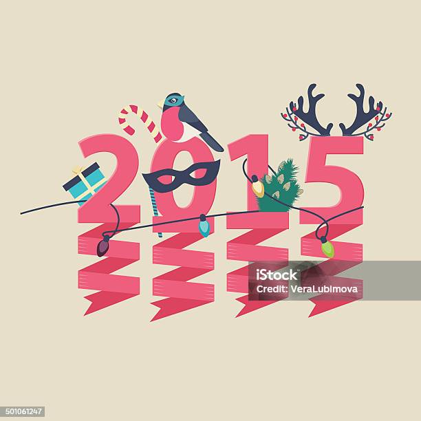 New Year Greeting Card Design Stock Illustration - Download Image Now - 2015, Anniversary, Calendar Date