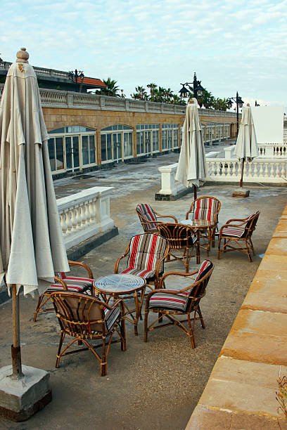istock Tables and chairs in a cafe,street cafe 501061377