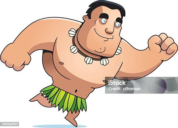 Cartoon Islander Running Stock Illustration - Download Image Now - Cartoon, Men, Running