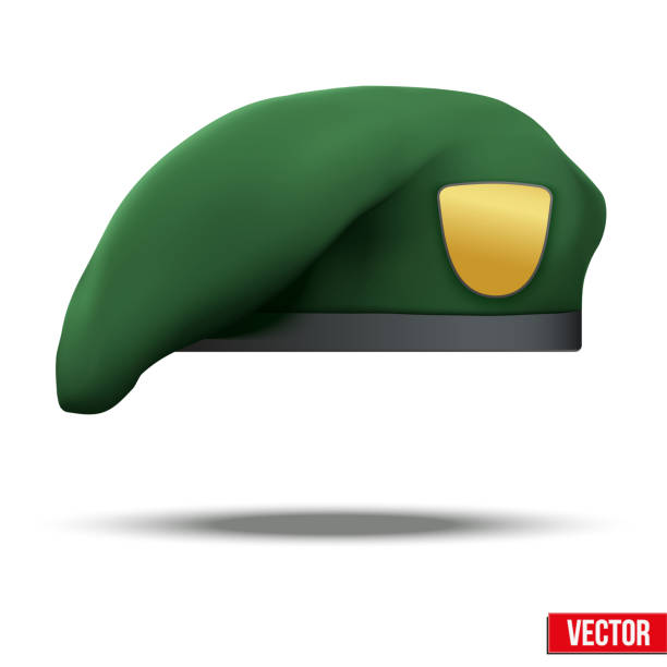 ilustraciones, imágenes clip art, dibujos animados e iconos de stock de military verde boina ejército de fuerzas especiales - beret