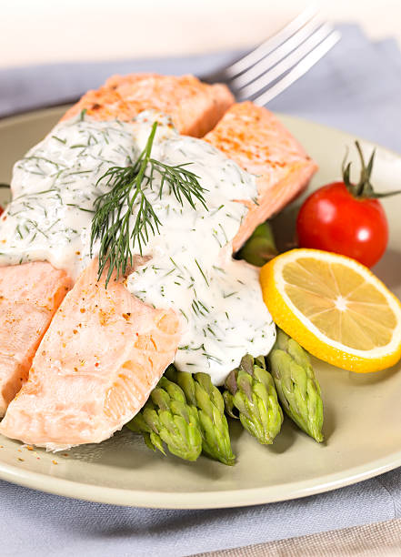 istock Salmon with steamed asparagus 501063451
