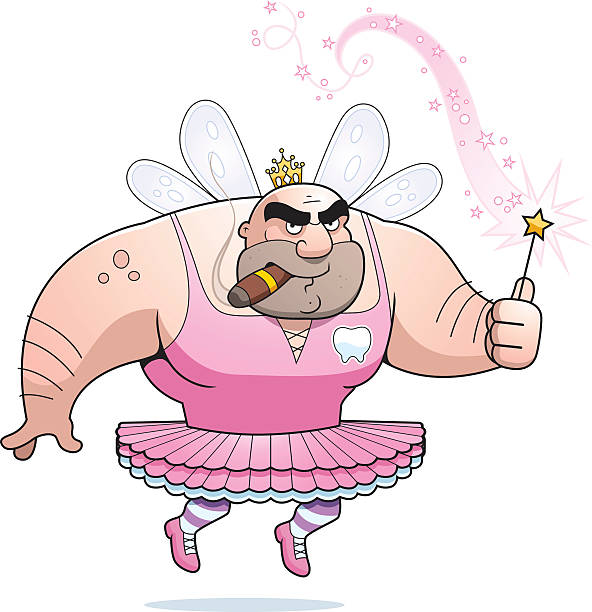 Cartoon Tooth Fairy A cartoon Tooth Fairy man in a tutu. pics of the godmother stock illustrations