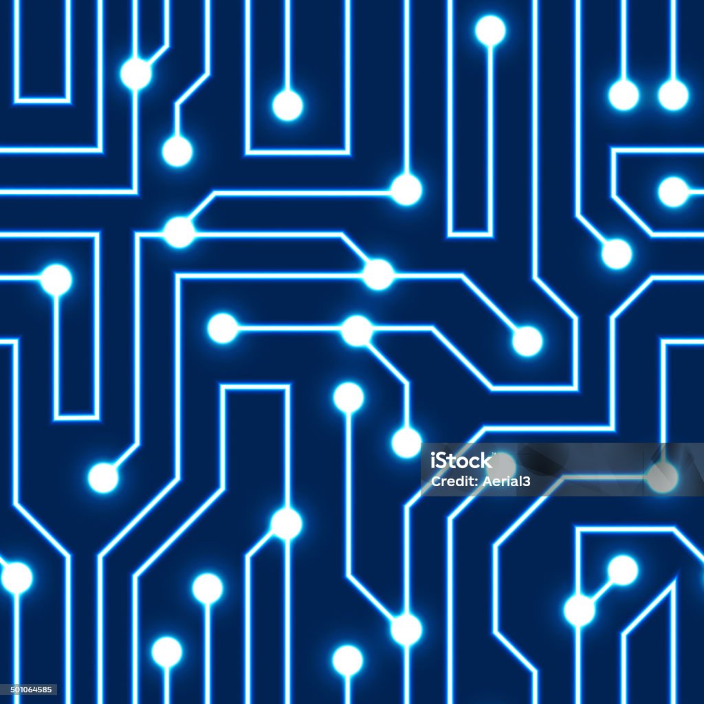 Vector blue circuit board background Vector glowing blue circuit board background. Electrical scheme seamless pattern. Vector illustration Blue abstract technology background Abstract stock vector