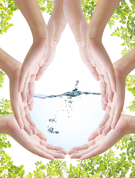 istock Hand on water background, concept desig 501065048