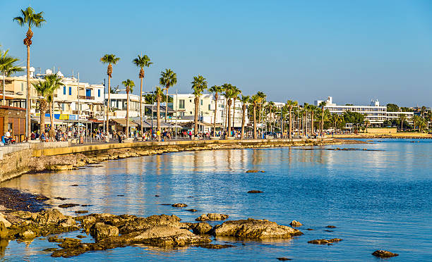 View of embankment at Paphos Harbour - Cyprus View of embankment at Paphos Harbour - Cyprus cyprus island stock pictures, royalty-free photos & images