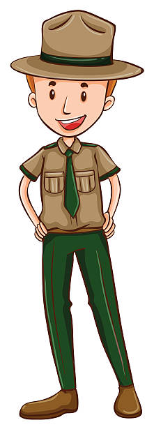 strażnik leśny w brązowy strój - backgrounds brown close up cutting stock illustrations