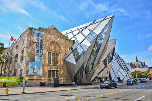 Toronto, Canada - October 15, 2013: View of the Royal Ontario Museum in a sunny day in Toronto on October 15, 2013. 