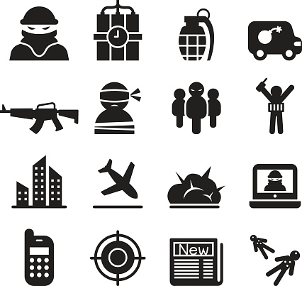 terrorism icons set