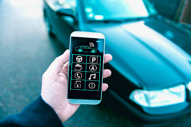 istock Connecting to a car with app on a mobile phone 501071236