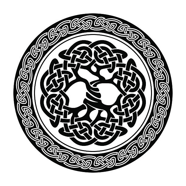 ilustrações de stock, clip art, desenhos animados e ícones de celta árvore da vida - celtic culture tied knot decoration pattern