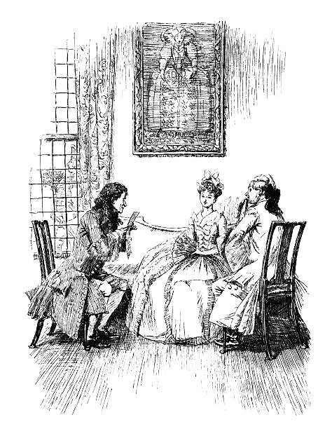 istock Two elegant eighteenth century men flattering a lady 501086958
