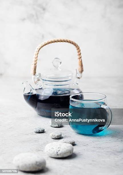 Butterfly Pea Tea Anchan Relaxing Scene Pebbles Stock Photo - Download Image Now - 2015, Alternative Therapy, Aromatherapy