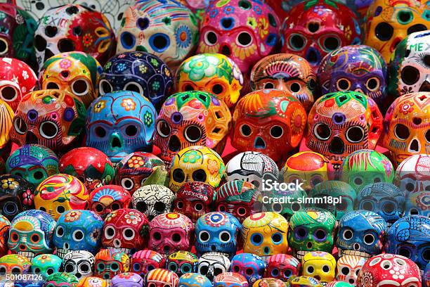 Mexican Ceramic Skulls Stock Photo - Download Image Now - Day Of The Dead, Skull, Mexico