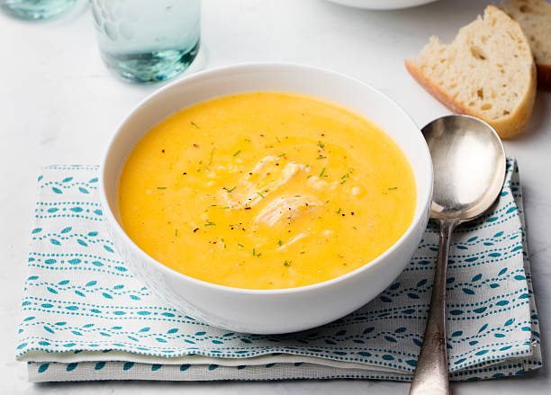 istock Pumpkin and coconut soup with chicken 501087238