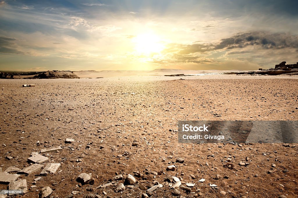 Cloudy sky in desert Cloudy sky in stony desert of Egypt Land Stock Photo