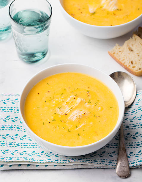 istock Pumpkin and coconut soup with chicken 501087312