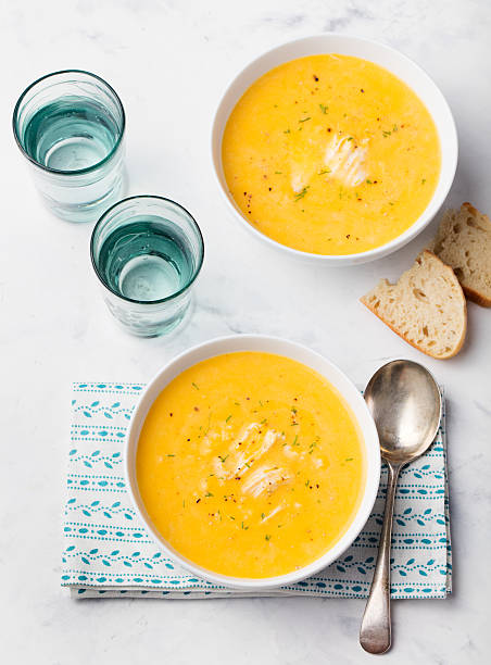 istock Pumpkin and coconut soup with chicken 501087342