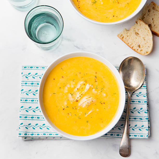 istock Pumpkin and coconut soup with chicken 501087376
